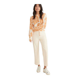 NEW Marine Layer Bridget Corduroy Crop Pant in Ivory Size 14 Cabincore